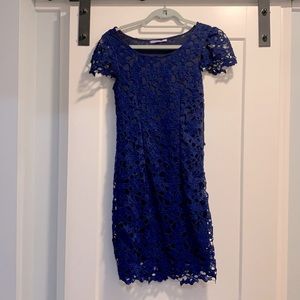 LuLu’s Navy Blue Lace Overlay Dress, size Small